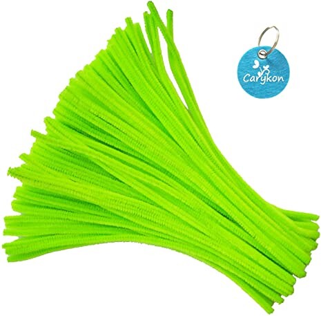 Carykon 100 Pieces Fuzzy Chenille Stems Pipe Cleaners for Arts and Crafts (Light Green)