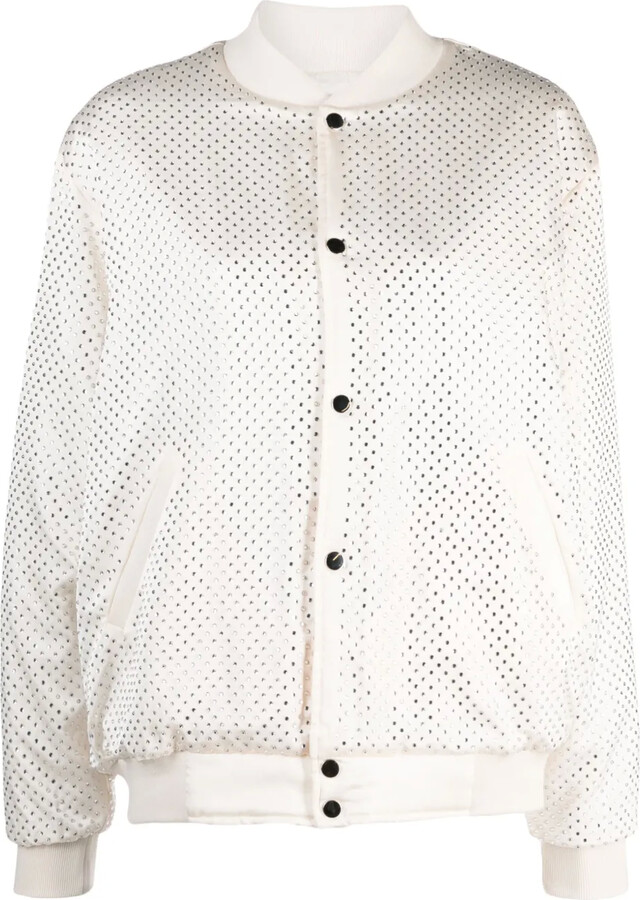 P.A.R.O.S.H. Crystal-Embellished Button-Up Bomber Jacket