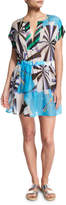Thumbnail for your product : Emilio Pucci Parasol Hammered Silk Coverup Dress, Turquoise (Turchese)
