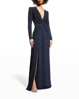 Jersey Lame Twist-Front Gown 