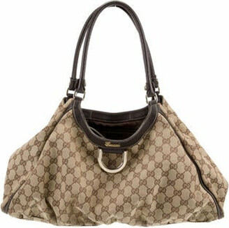 Gucci Beige/Gold GG Canvas Small Abbey D Ring Hobo Gucci