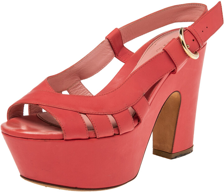 red platform chunky heels