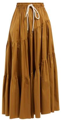 Lee Mathews - Elsie Tiered Cotton Blend Skirt - Womens - Light Brown