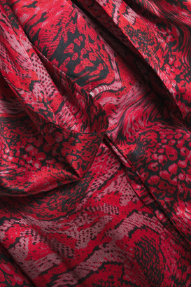 Ganni Pussy-bow Printed Silk-blend Satin Blouse
