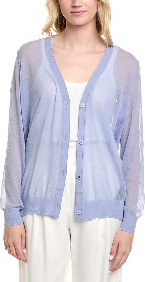 Lafayette 148 New York V-Neck Button Front Wool-Blend Cardigan