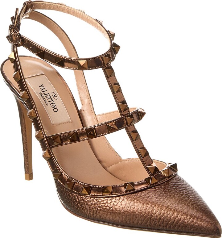 rockstud grainy calfskin pump 100 mm