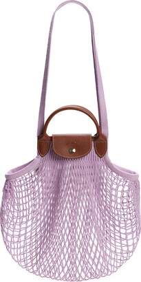 Longchamp - Authenticated Clutch Bag - Linen Purple Plain for Women, Good Condition