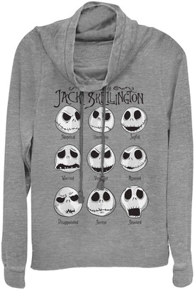 Fifth Sun Juniors Nightmare Before Christmas Jack Emotions Fleece Cowl Neck Sweatshirt