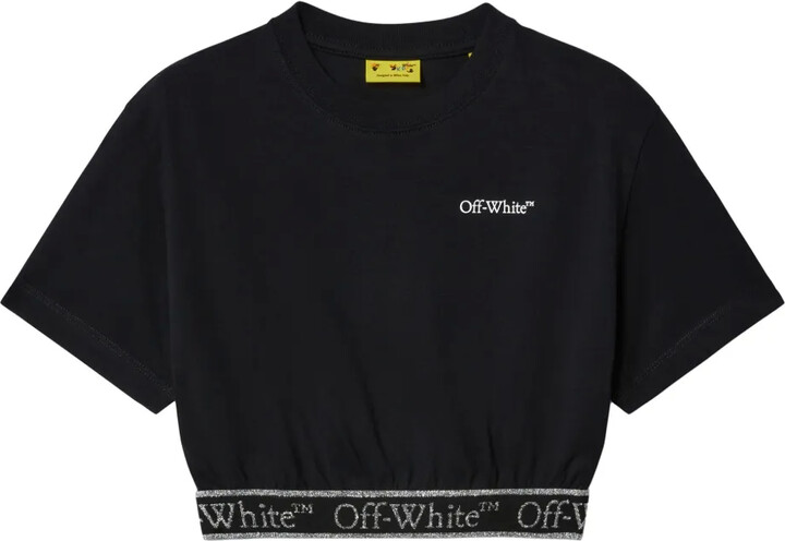 Off-White Kids Bookish Logo Band cropped top
