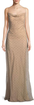 Jason Wu Point d'Esprit Cowl-Neck Slip Evening Gown with Crystals