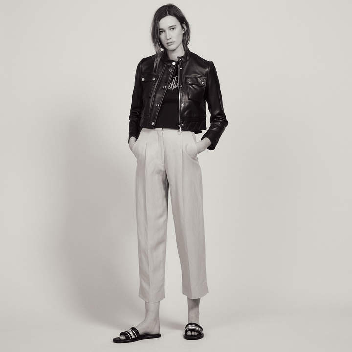 sandro cropped leather jacket