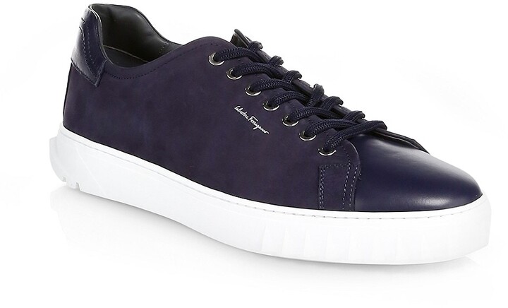 Salvatore Ferragamo Cube Leather Low-Top Sneakers - ShopStyle