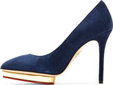Thumbnail for your product : Charlotte Olympia Navy Suede Debbie Pumps