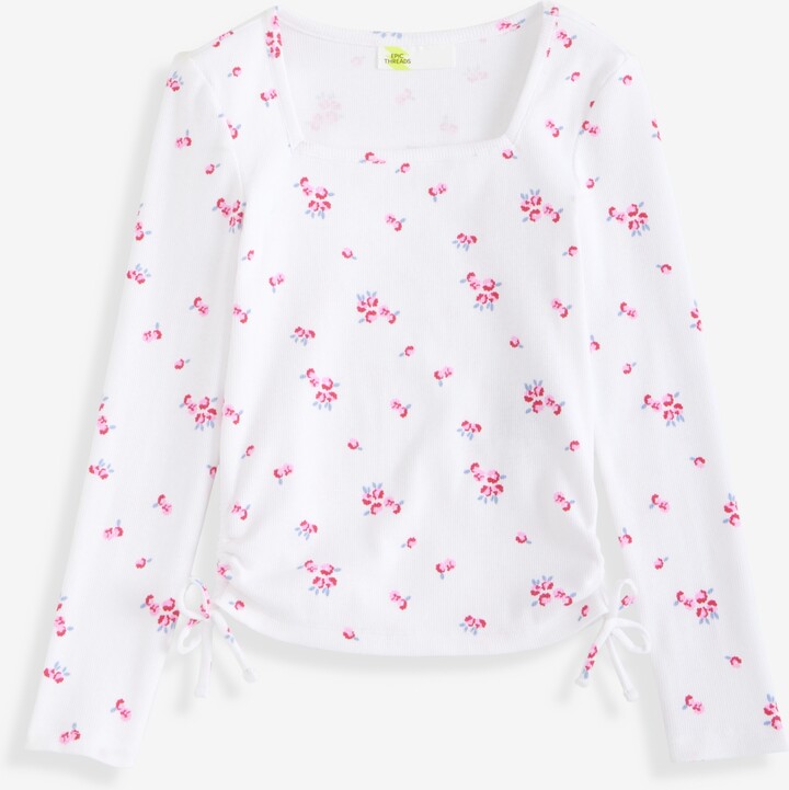 Epic Threads Girls 5-20 Floral Square Neck Top, Macy's Exclusive