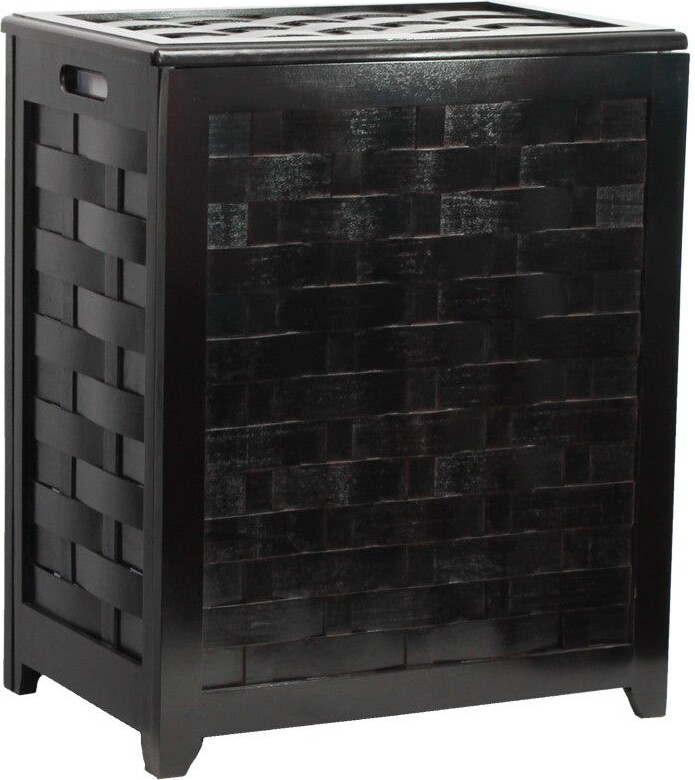 Oceanstar Mahogany Finished Rectangular Veneer Laundry Wood Hamper with