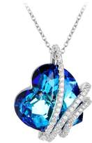 Thumbnail for your product : Swarovski EleQueen 925 Sterling Silver CZ Heart of Ocean Titanic Inspired Pendant Necklace Adorned with Crystals