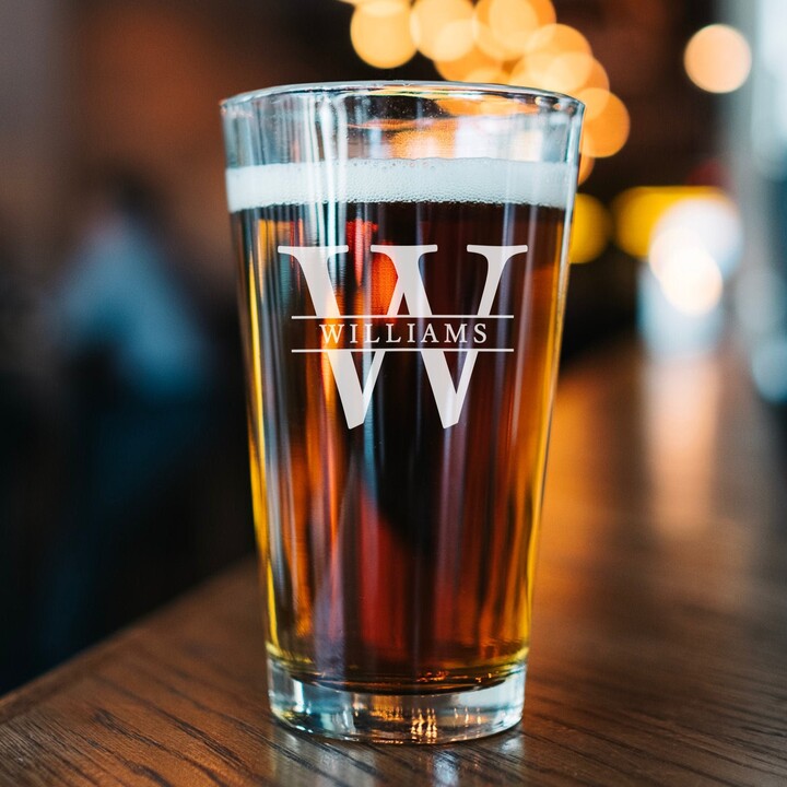 Etched Monogram Pint Glasses, Groomsman Gifts, Personalized Pint, Beer Lover Gift