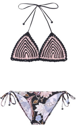 Zimmermann Henna crochet and printed bikini