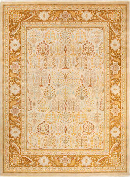 Isabelline Hisae Eclectic One-of-a-Kind Hand-Knotted Ivory Area Rug 9' x 12'1\