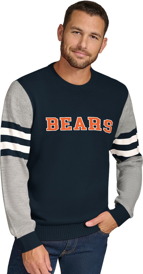 Men's Tommy Hilfiger Navy/Heather Gray Chicago Bears Acrylic Crewneck Pullover Sweatshirt