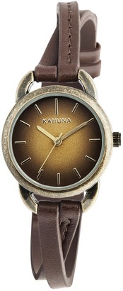 Kahuna Women's Quartz Watch with Gold Dial Analogue Display and Brown PU Strap KLS-0294L