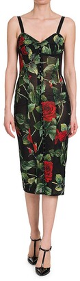 Dolce & Gabbana Rose Print Sheath Dress