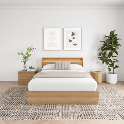 Orren Ellis Dechant Queen Size 3 Piece Bedroom Set with Integrated Lighting