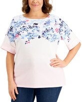 Thumbnail for your product : Karen Scott Plus Size Elbow-Sleeve Floral-Print Top, Created for Macy's