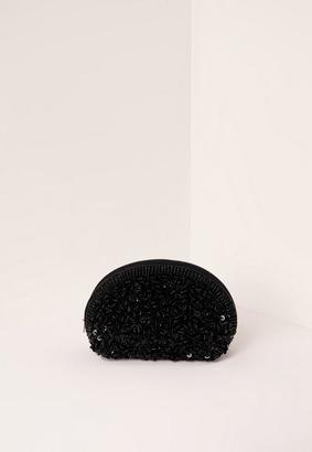 Missguided Sequin Make Up Bag Black