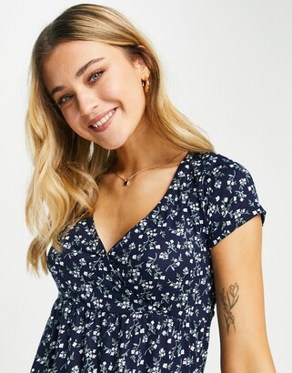 Hollister floral print tiered mini dress in black - ShopStyle