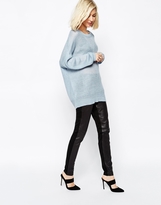 Thumbnail for your product : Selected Maria Leather Pants with Jersey Panels