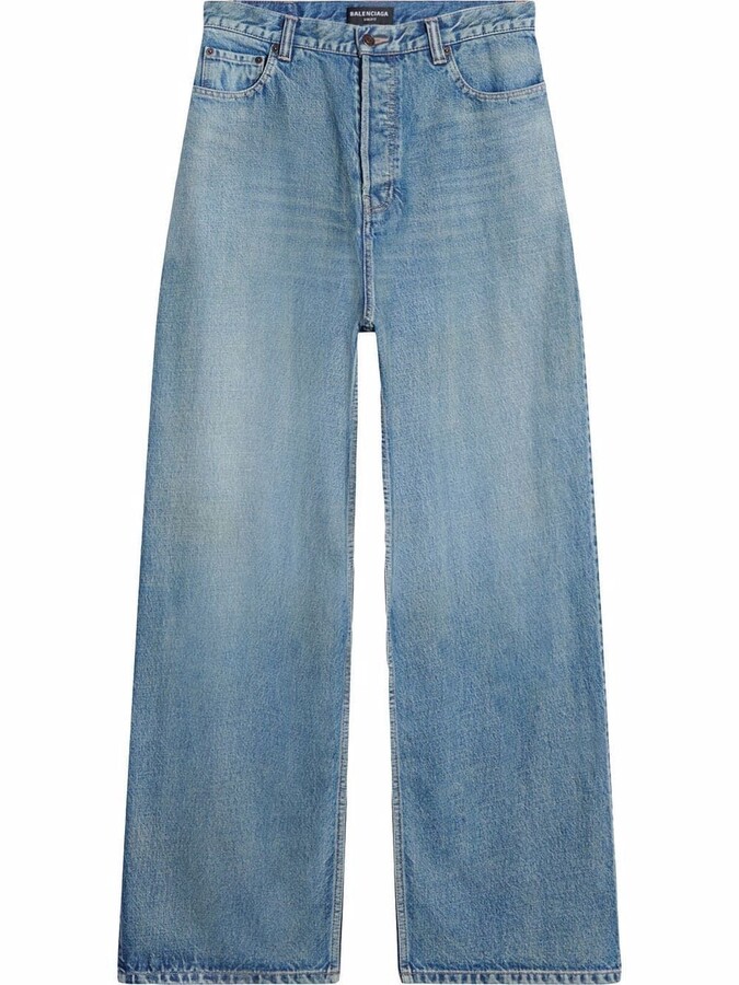Balenciaga Large Baggy Jeans Washed Light Blue - ShopStyle