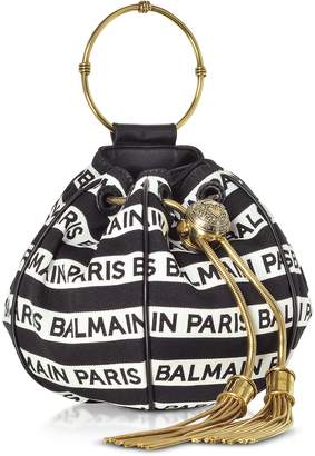 Balmain Signature Print Mini B-Bucket Bag