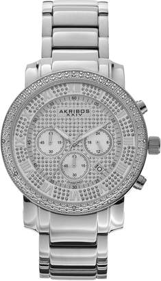 Akribos XXIV Men's Lux Diamond Stainless Steel Chronograph Watch
