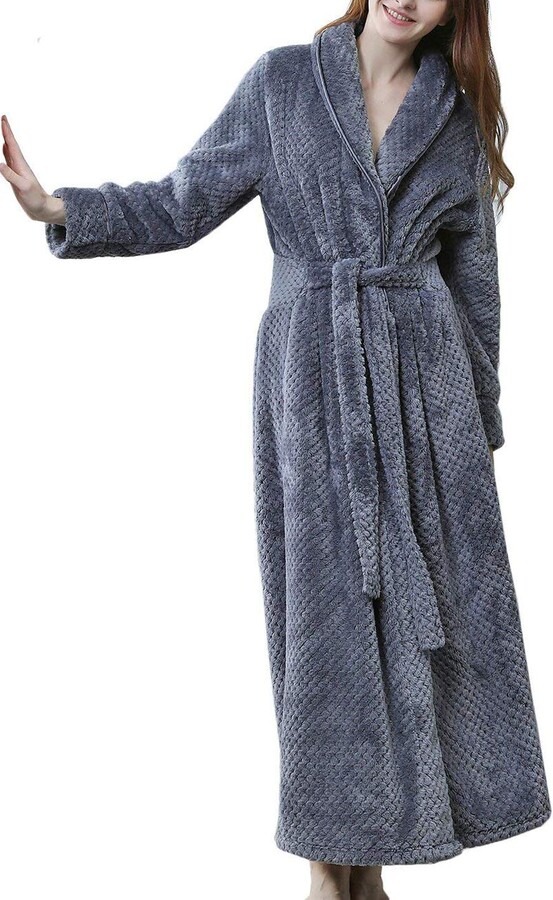 Kinloy Womens Plus Size Lightweight Dressing Gown Soft Comfy Luxury Posh Sleepwear  Robe Bathrobe Grey L 10-14 UK - ShopStyle