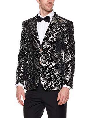 AUSTIN MILL Mens Stylish Paisley Floral Blazer 2 Button Slim Fit Party Tuxedos Suit