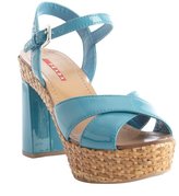 Thumbnail for your product : Prada Sport blue patent leather woven platform sandals