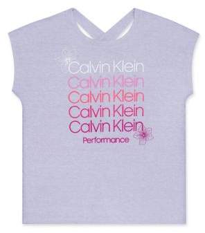 Calvin Klein Girl's Logo Cross Back Tee