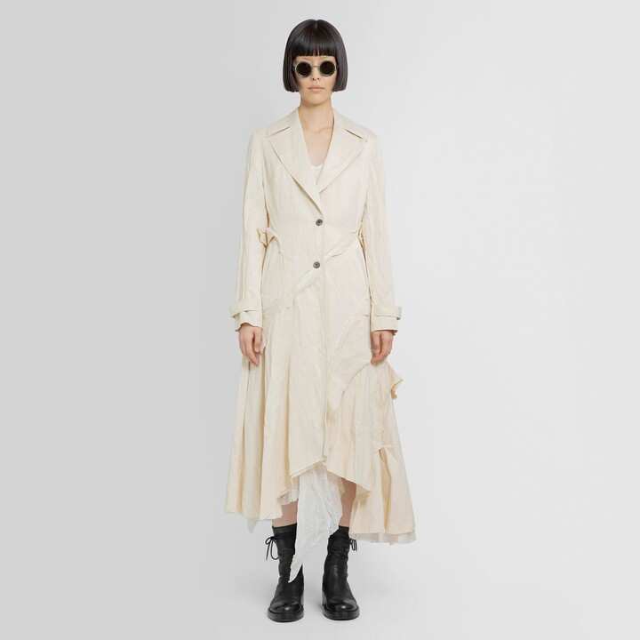 Wen Pan Woman OffWhite Coats ShopStyle