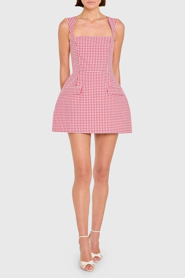 Amanda Uprichard Bethany Skort Romper In Red Gingham