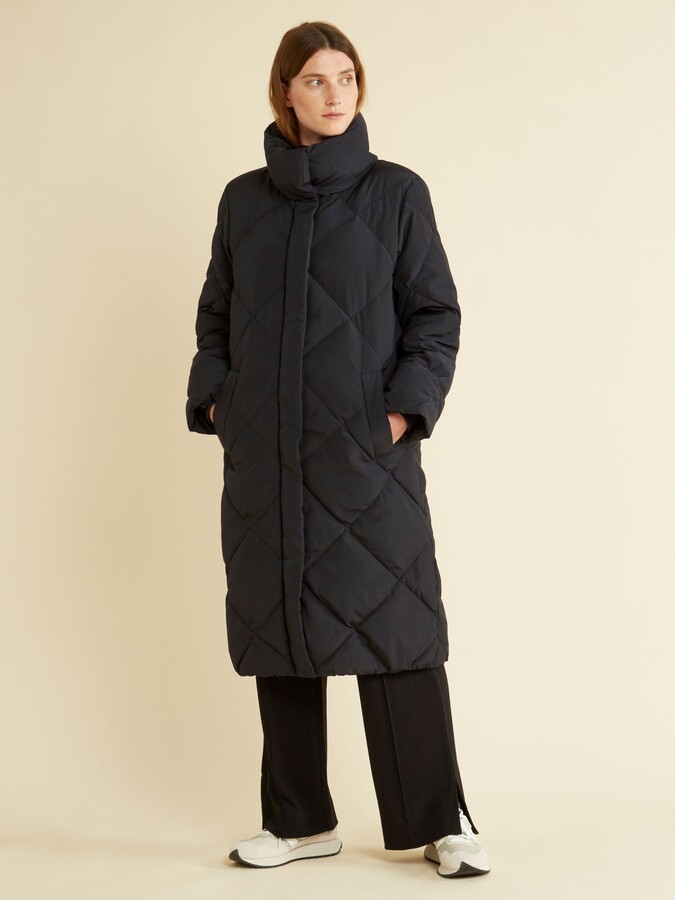 Albaray Longline Diamond Quilt Puffer, Black - ShopStyle Coats