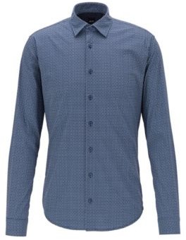 BOSS Micro-patterned slim-fit shirt in a cotton blend