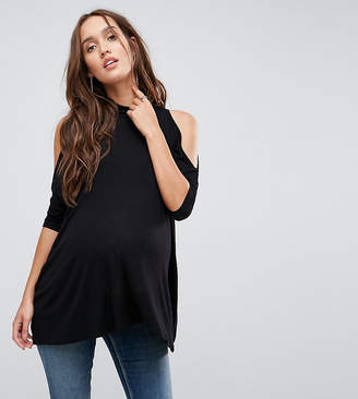 ASOS Maternity Top With Cold Shoulder and High Neck