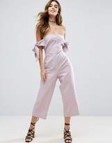 Thumbnail for your product : ASOS Off Shoulder Jumpsuit with Tie Sleeve Detail