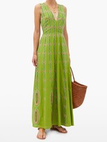 Thumbnail for your product : Le Sirenuse Positano Le Sirenuse, Positano - Nellie Bubble Gym-embroidered Cotton Maxi Dress - Green Multi