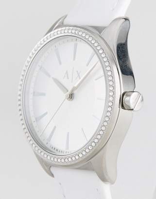 Armani Exchange Ax5445 Leather Watch In Silver