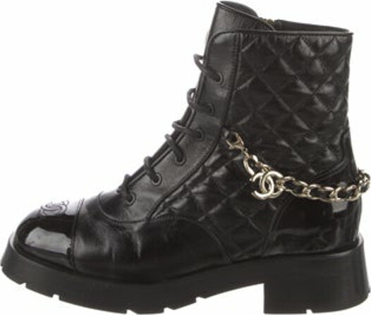 Chanel 2016 Tweed Chain-Link Combat Boots Combat Boots - ShopStyle