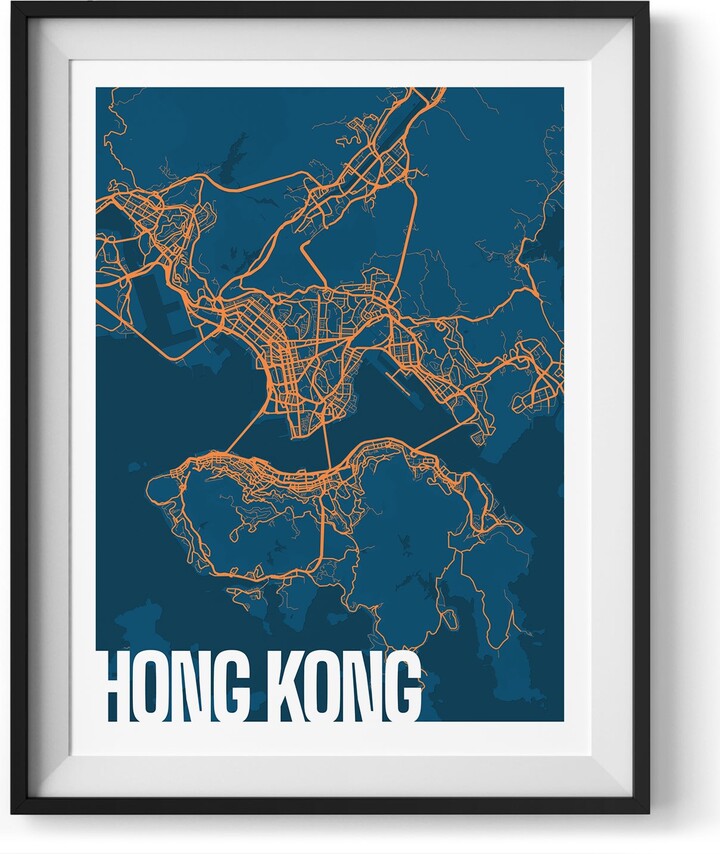 Baldy And The Fidget Hong Kong Map Giclée Print 16X20 ShopStyle Paintings