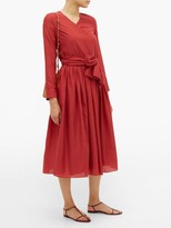 Thumbnail for your product : Sara Lanzi V-neck Cotton-blend Wrap Dress - Red