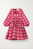Thumbnail for your product : Molly Goddard Kwame Tiered Ruffled Tartan Cotton-blend Mini Dress - Pink